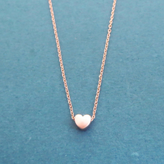 Cute Design Sterling Silver Rose Gold Mini Love Heart Necklace for Lovers