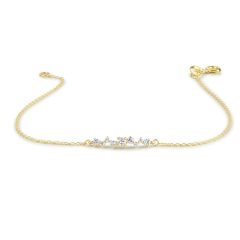 Silver Multi Stone Cubic Zirconia Cluster Dainty Bracelet
