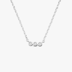 Bezel Setting Trio Dainty Cubic Zirconia Necklace in 925 Silver