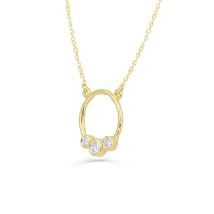 Sterling Silver Graduated Trio Bezel Cubic Zirconia Circle Necklace