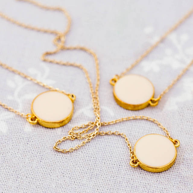 Dainty Design Sterling Silver Colourful Enamel Coin Necklace
