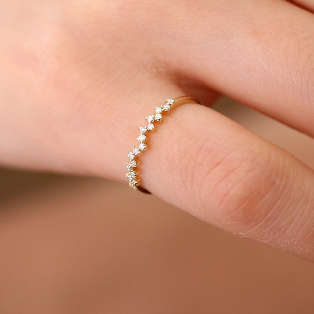 Rose Gold Sterling Silver Cubic Zirconia Wedding Stacking Dainty Ring
