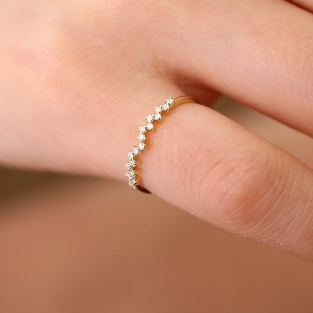 Rose Gold Sterling Silver Cubic Zirconia Wedding Stacking Dainty Ring