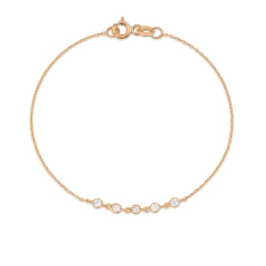 Dainty Sterling Silver 5 Link Floating Cubic Zirconia Chain Bracelet