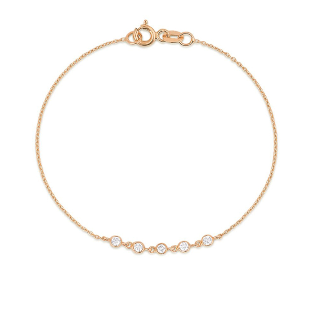 Dainty Sterling Silver 5 Link Floating Cubic Zirconia Chain Bracelet