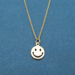 Lovely Design Sterling Silver Smile Face, Laughing Necklace