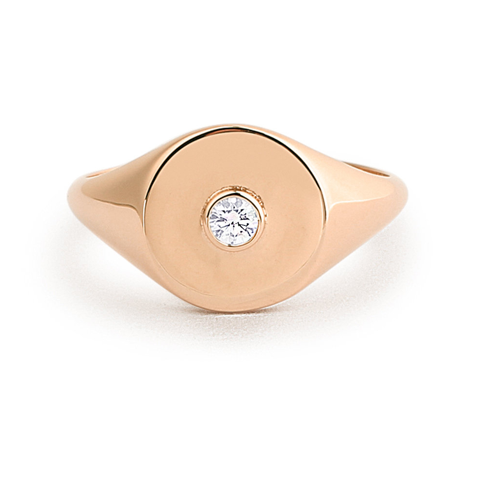 Cubic Zirconia Bezel Set Pinky Signet Ring Promise Ring