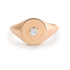 Cubic Zirconia Bezel Set Pinky Signet Ring Promise Ring
