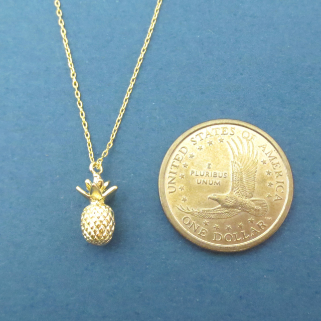 Modern Style Sterling Silver Gold Plated Fruit Pineapple Necklace