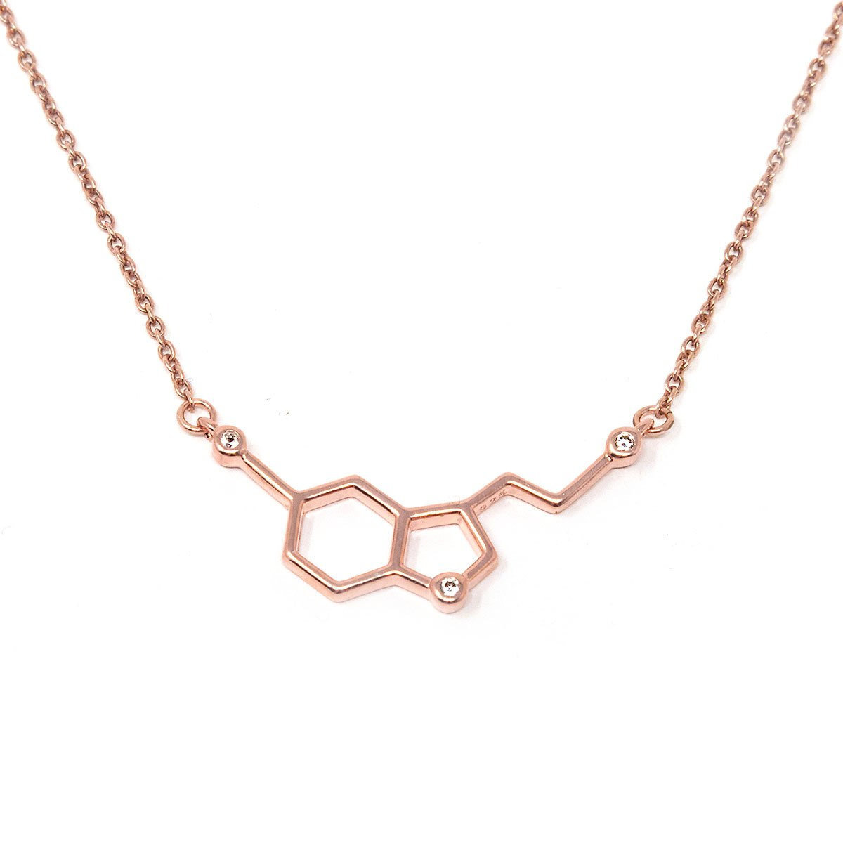 Mood Boosting Jewelry 925 Silver Molecule Serotonin Necklace in Happiness