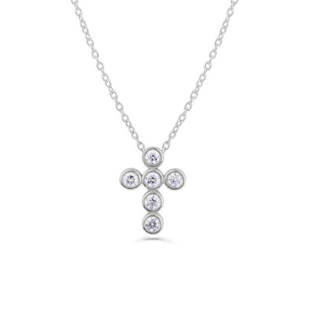 Dainty Sterling Silver Cubic Zirconia Mini Cross Necklace