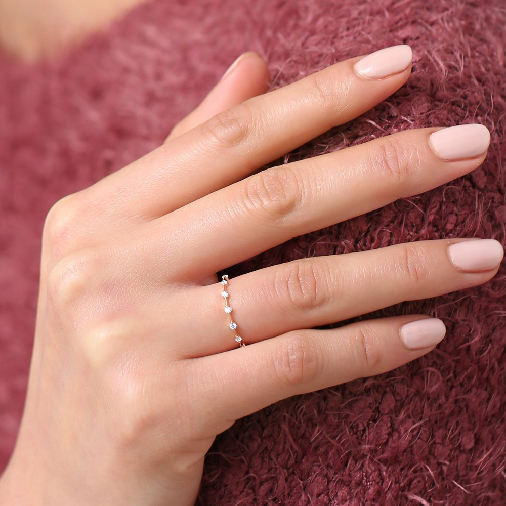 Dainty Sterling Silver Half Eternity Minimal Ring Petite Stacking Wedding ring