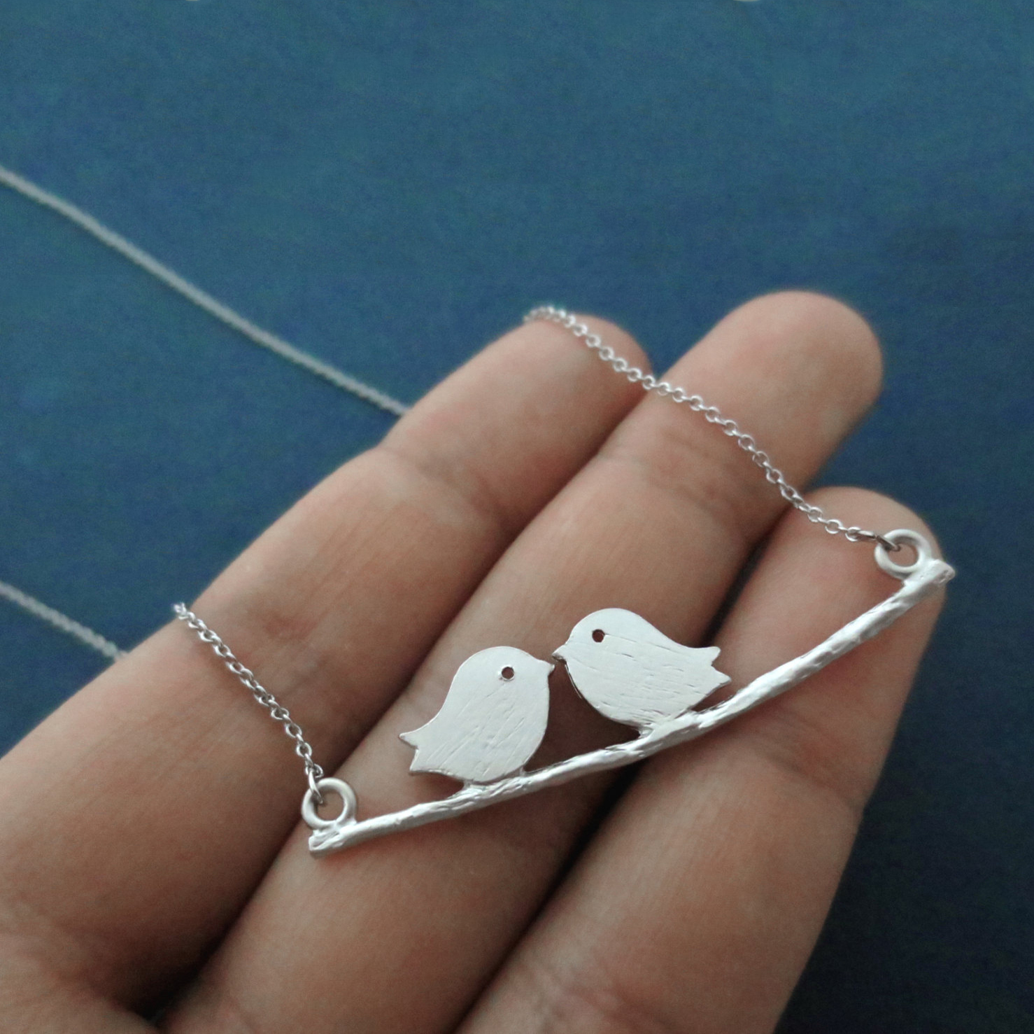 Beautiful Sterling Silver Birds on a Branch Necklace for Lovers and Best Friends