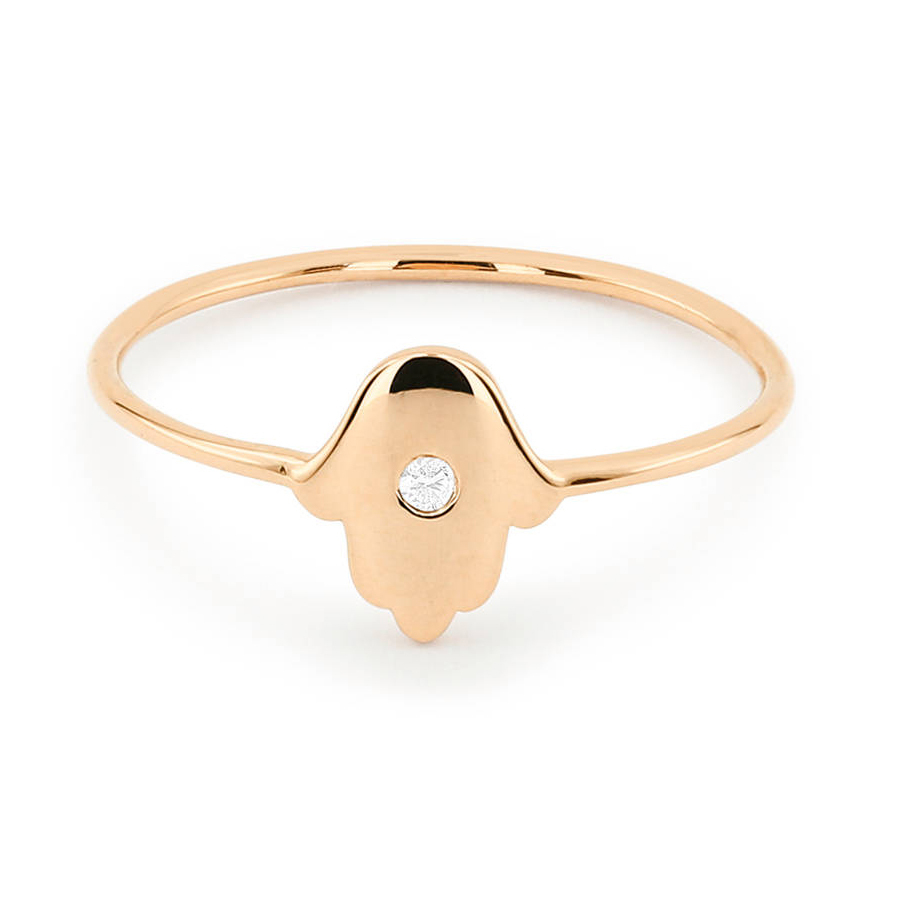Sterling Silver Solitaire Cubic Zirconia Midi Hamsa Ring