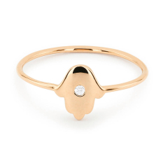 Sterling Silver Solitaire Cubic Zirconia Midi Hamsa Ring