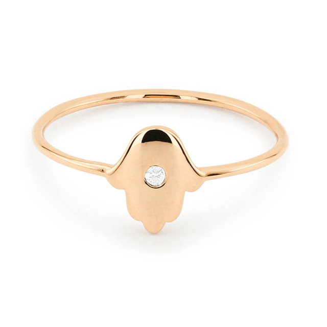 Sterling Silver Solitaire Cubic Zirconia Midi Hamsa Ring