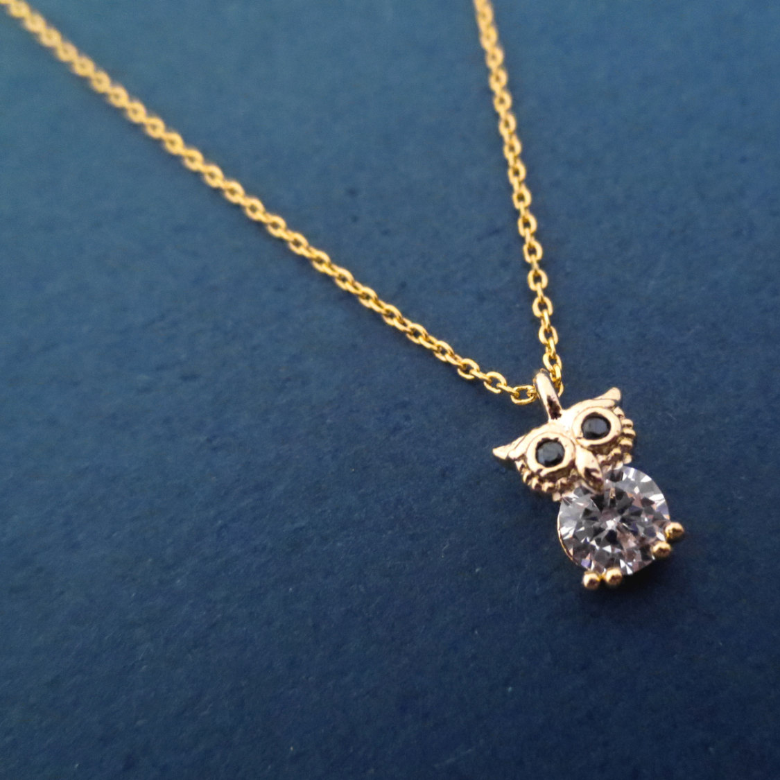 Lovely Design Sterling Cubic Zirconia Owl Necklace for Girls