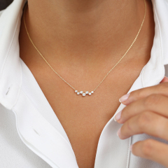 Sterling Silver Floating Cubic Zirconia Bubble Pendant Necklace