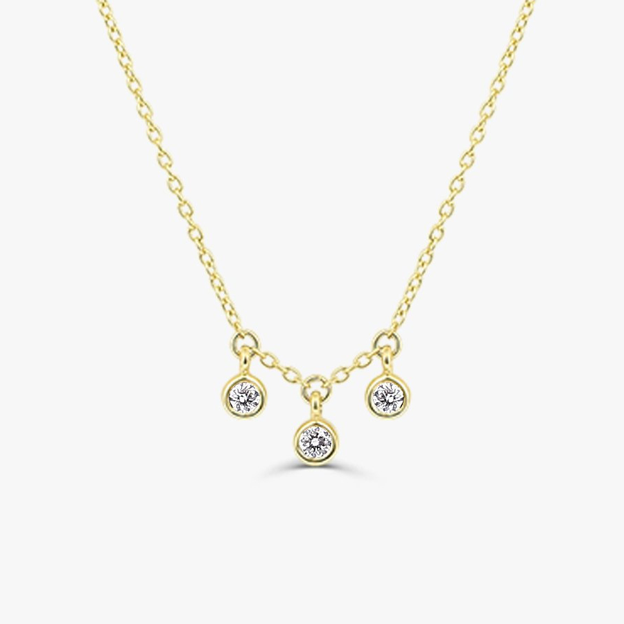 Dainty Sterling Silver 3 Dangling CZ Layering Everyday Choker Necklace