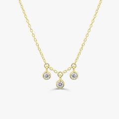 Dainty Sterling Silver 3 Dangling CZ Layering Everyday Choker Necklace