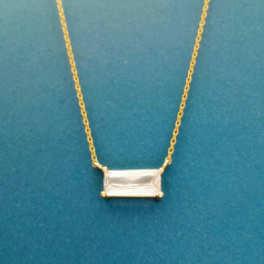 Beautiful Design Sterling Silver Square Cubic Zirconia Sparkling Necklace