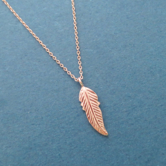 Sterling Silver Rose Gold Leaf Necklace for Women