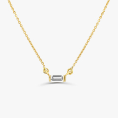 Dainty Sterling Silver Mini Baguette Cubic Zirconia Necklace