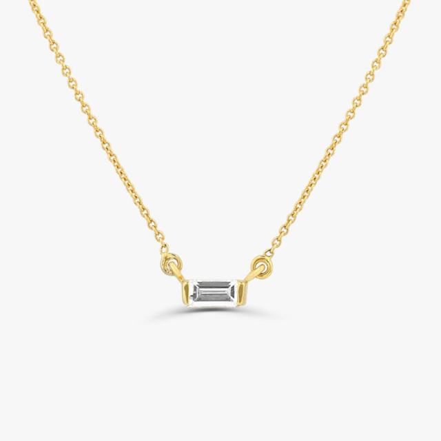 Dainty Sterling Silver Mini Baguette Cubic Zirconia Necklace