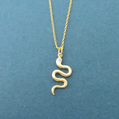 Animal Jewelry Sterling Silver Cubic Zirconia Snake Necklace