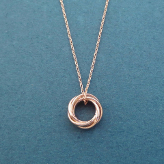 Sterling Silver Pink Gold Karma Triple Ring Necklace