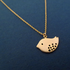 Animal Jewelry Sterling Silver 14K Yellow Gold Bird Necklace