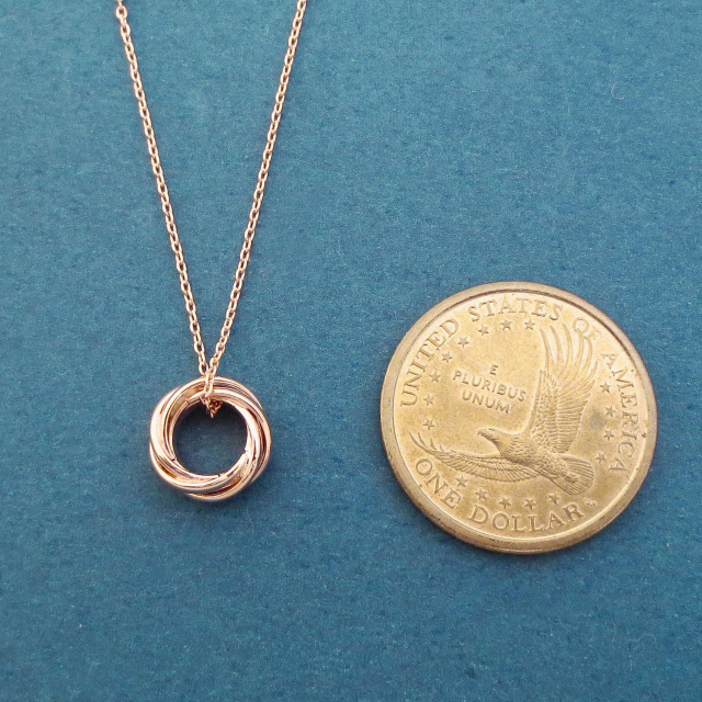 Sterling Silver Pink Gold Karma Triple Ring Necklace