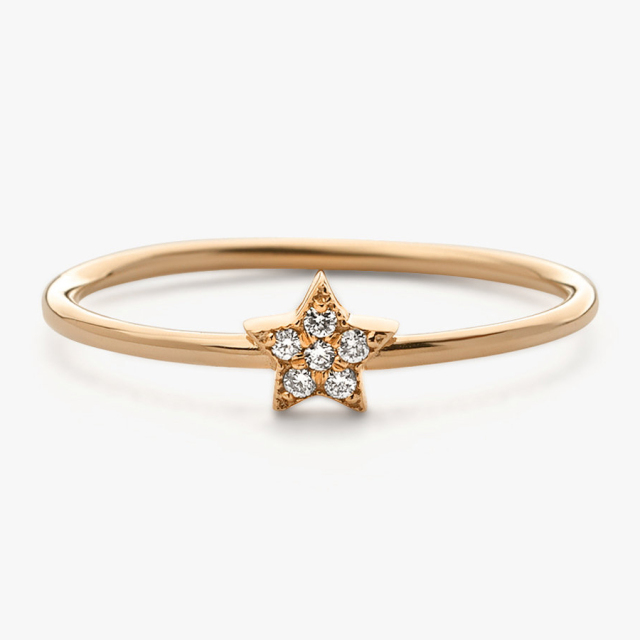Sterling Silver Micro Pave Setting Cubic Zirconia Mini Star Stackable Ring