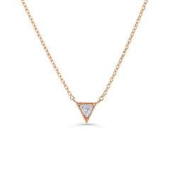 Dainty Sterling Silver Triangle Cut Solitaire CZ Necklace for Women