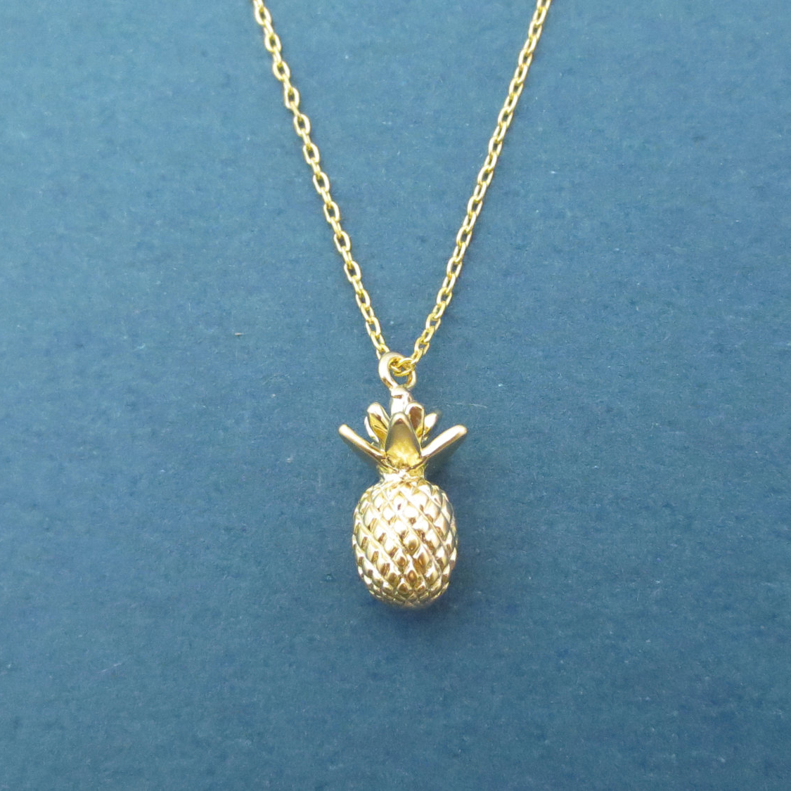 Modern Style Sterling Silver Gold Plated Fruit Pineapple Necklace
