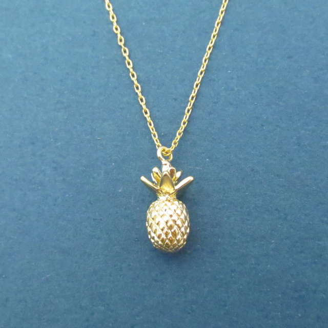 Modern Style Sterling Silver Gold Plated Fruit Pineapple Necklace