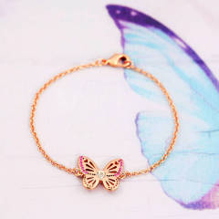 Sterling Silver Rose Gold Butterfly Birthstone Necklace