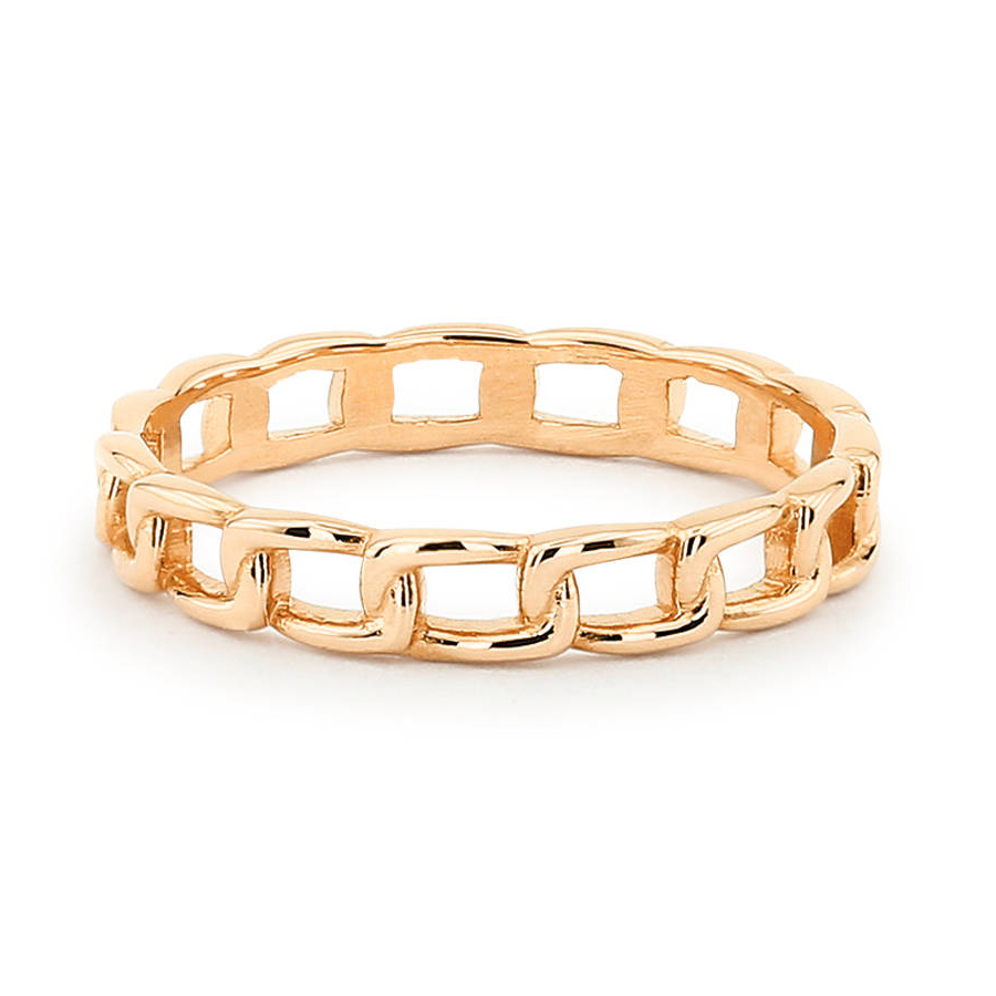 Chain Link Rose Gold Sterling Silver Wedding Band Ring
