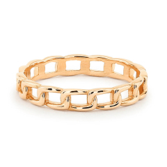 Chain Link Rose Gold Sterling Silver Wedding Band Ring