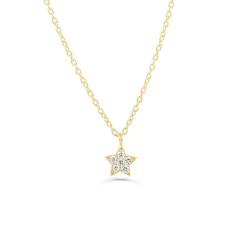 Petite Sterling Silver Cubic Zirconia Tiny Star Choker Necklace