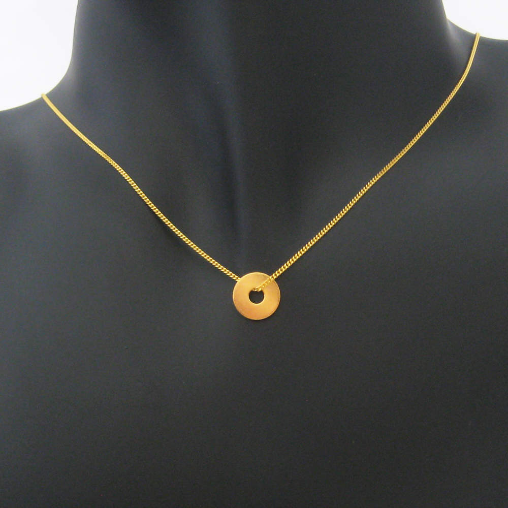 Dainty Minimalist Gold Plated Circle Necklace 925 Sterling Silver