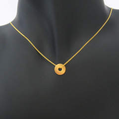 Dainty Minimalist Gold Plated Circle Necklace 925 Sterling Silver