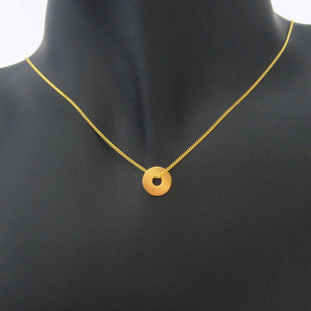 Dainty Minimalist Gold Plated Circle Necklace 925 Sterling Silver