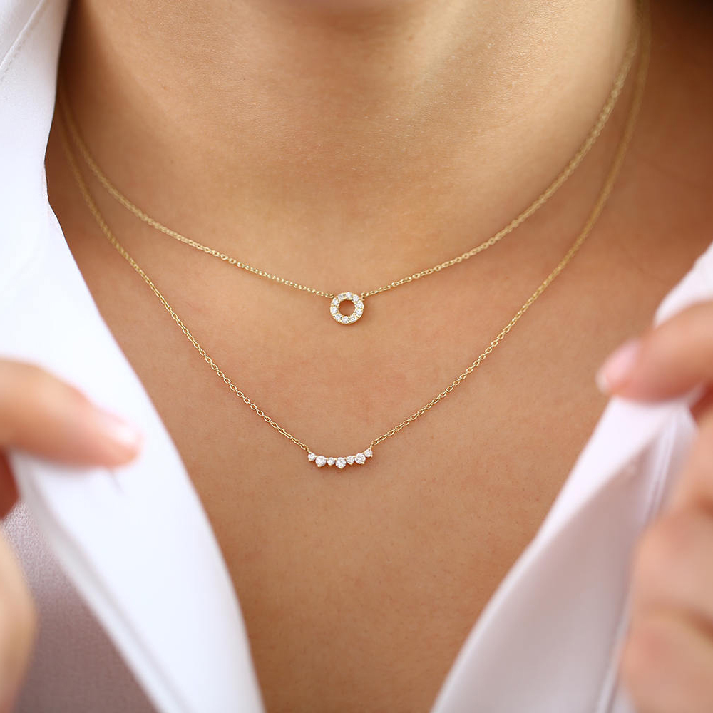 Sterling Silver Cubic Zirconia Tiny Open Circle Necklace