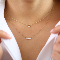 Sterling Silver Cubic Zirconia Tiny Open Circle Necklace
