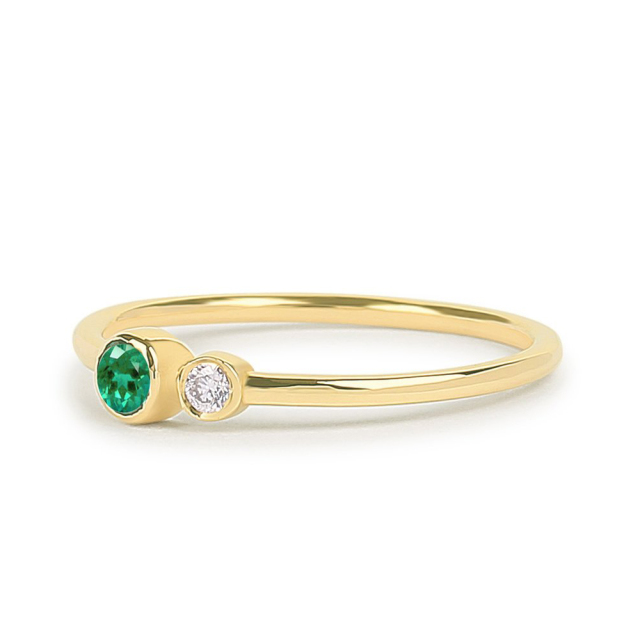 Delicate Sterling Silver Emerald Birthstone Ring Gift for Her