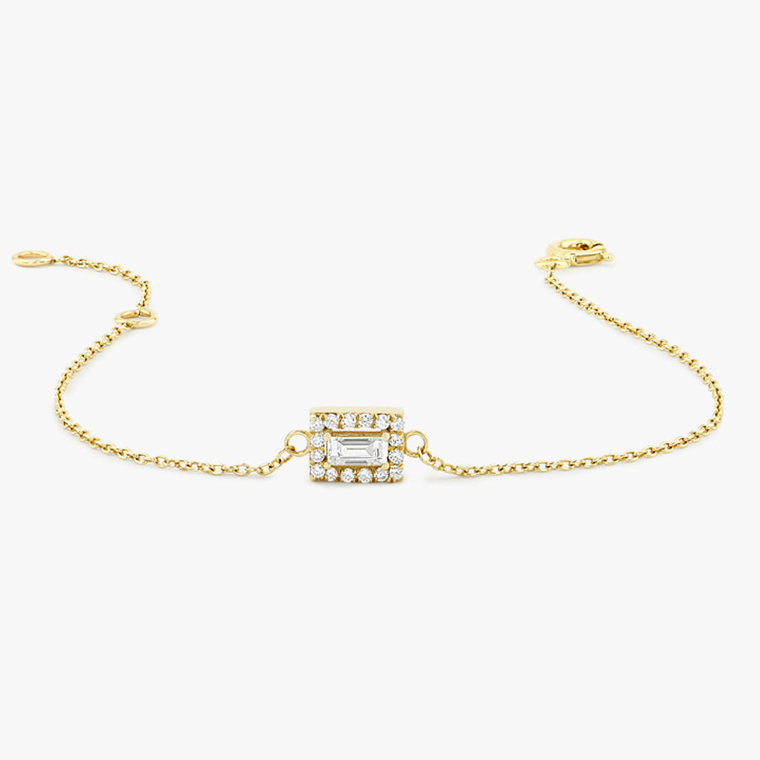 Sterling Silver Baguette Cubic Zirconia Women Bracelet