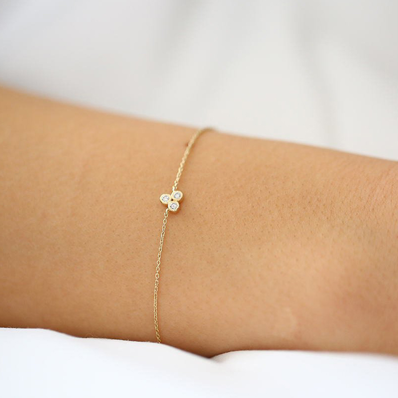 14K Yellow Gold Plated Sterling Silver Bezel Setting CZ Dainty Bracelet