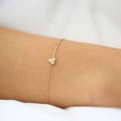 14K Yellow Gold Plated Sterling Silver Bezel Setting CZ Dainty Bracelet