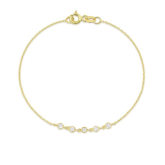 Dainty Sterling Silver 5 Link Floating Cubic Zirconia Chain Bracelet